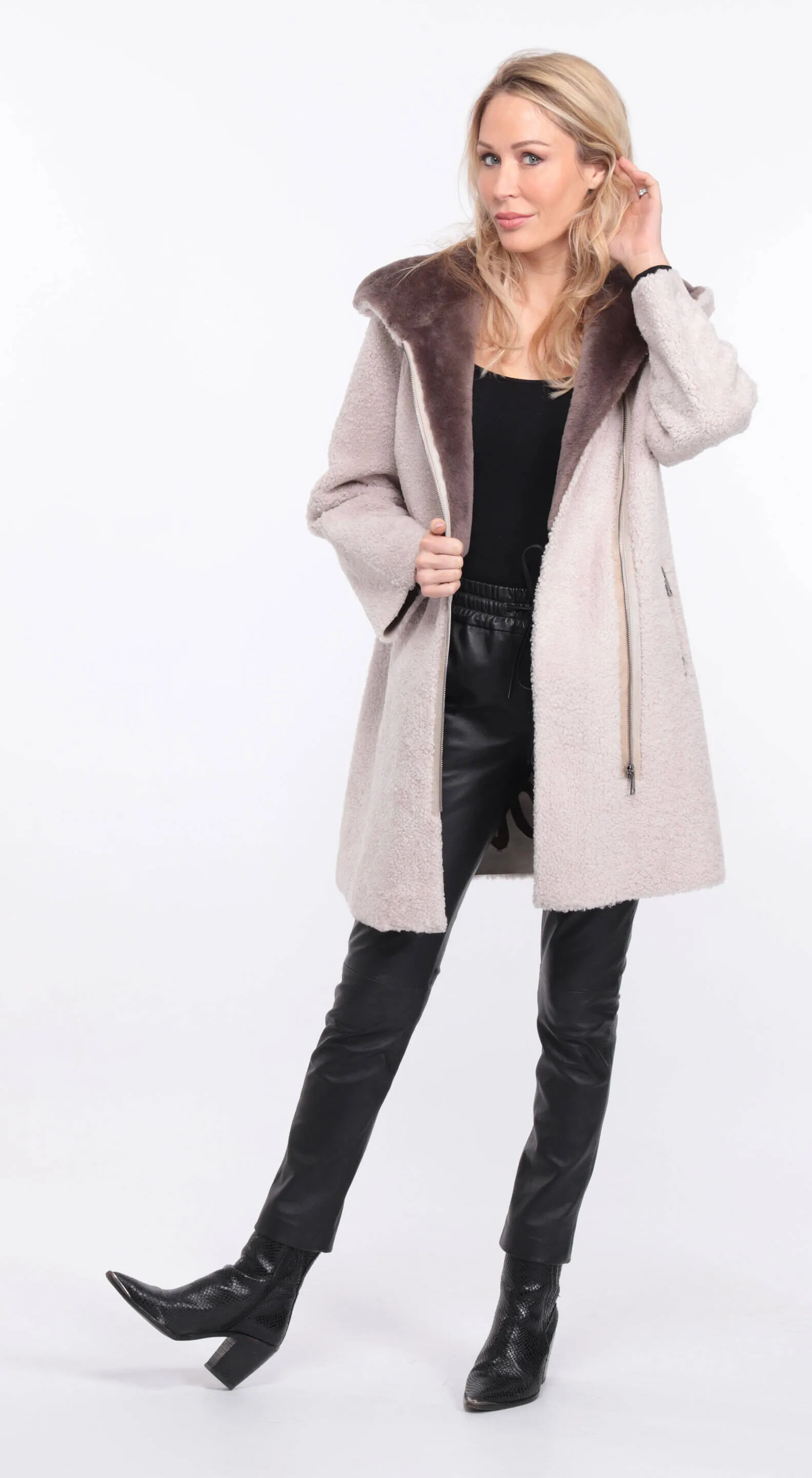 Women's ecru sheepskin coat valere