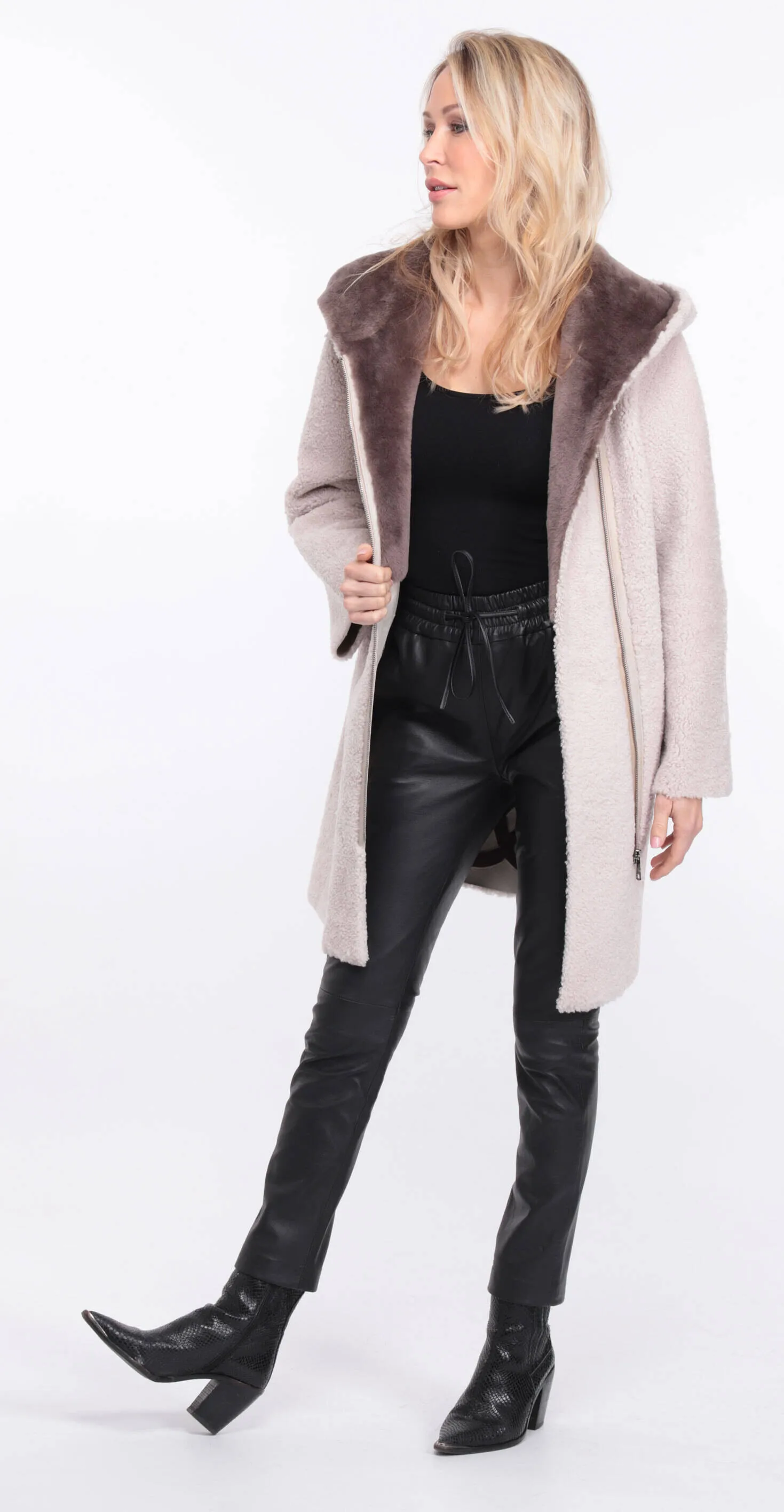 Women's ecru sheepskin coat valere