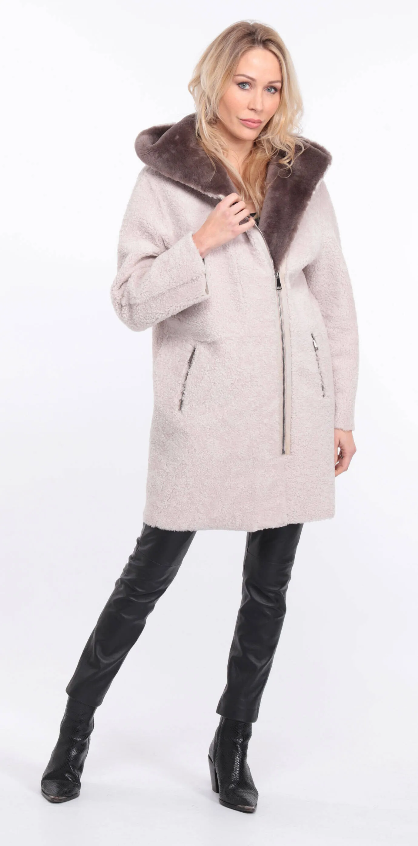 Women's ecru sheepskin coat valere