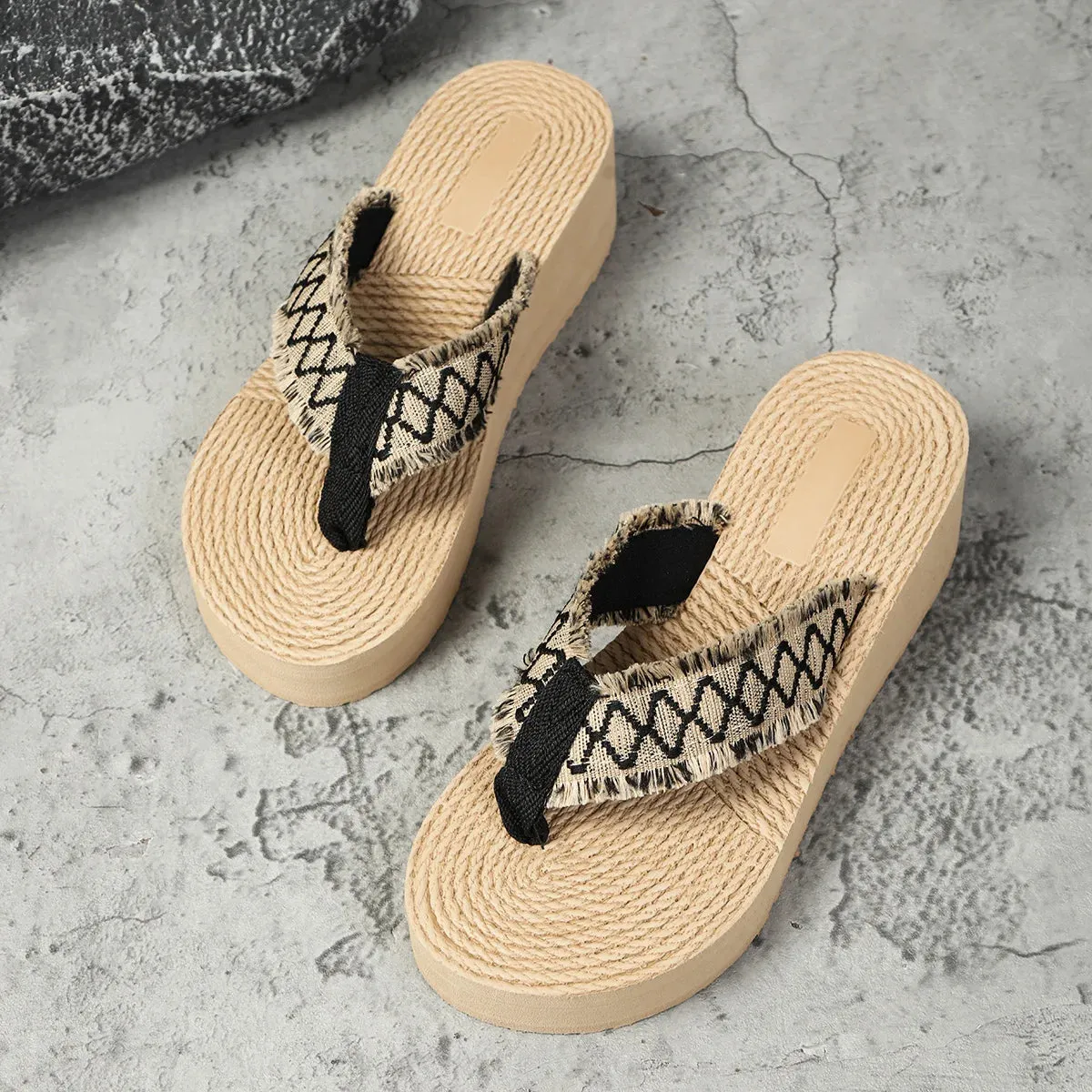 Women's fashion anti-slip wear soft sole high heel flip-flops