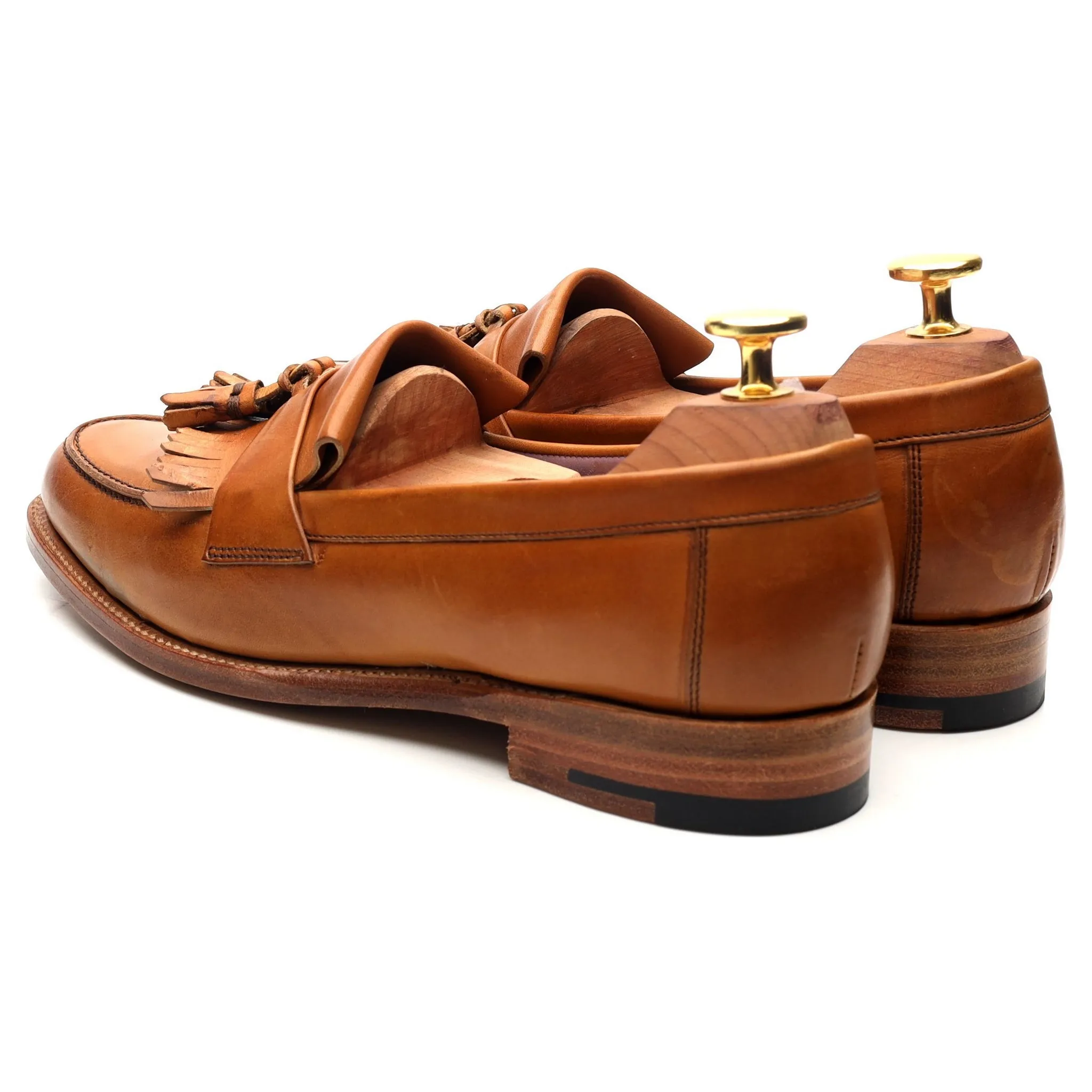 Women's 'Heather' Tan Brown Leather Fringed Tassel Loafers UK 4.5 D