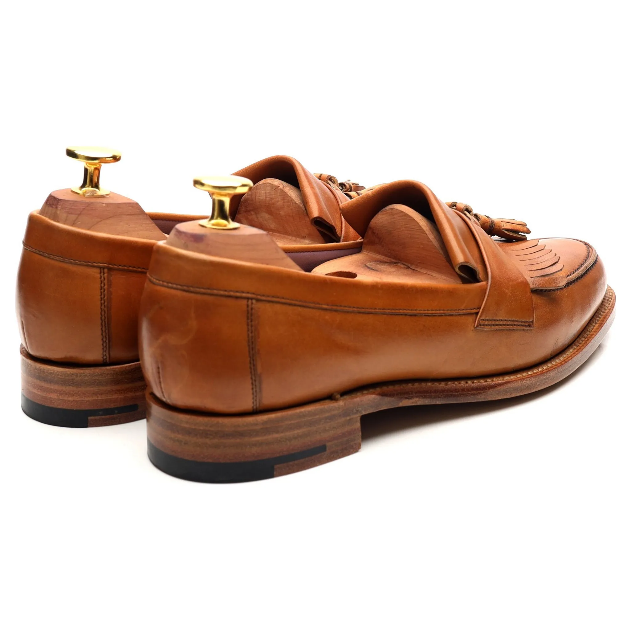 Women's 'Heather' Tan Brown Leather Fringed Tassel Loafers UK 4.5 D