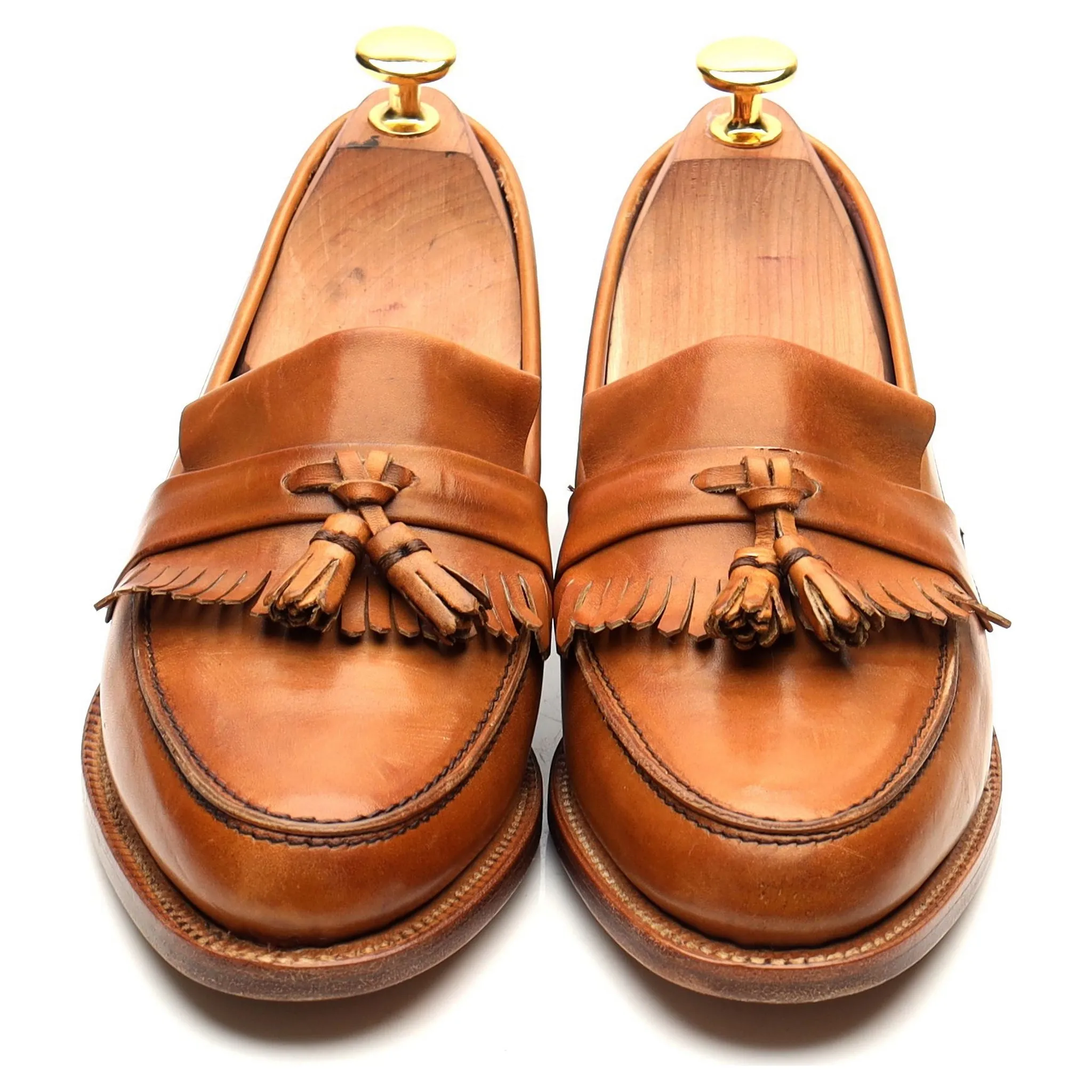 Women's 'Heather' Tan Brown Leather Fringed Tassel Loafers UK 4.5 D