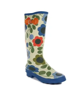 Womens/ladies orla kiely meadow floral wellington boots blue/green Regatta