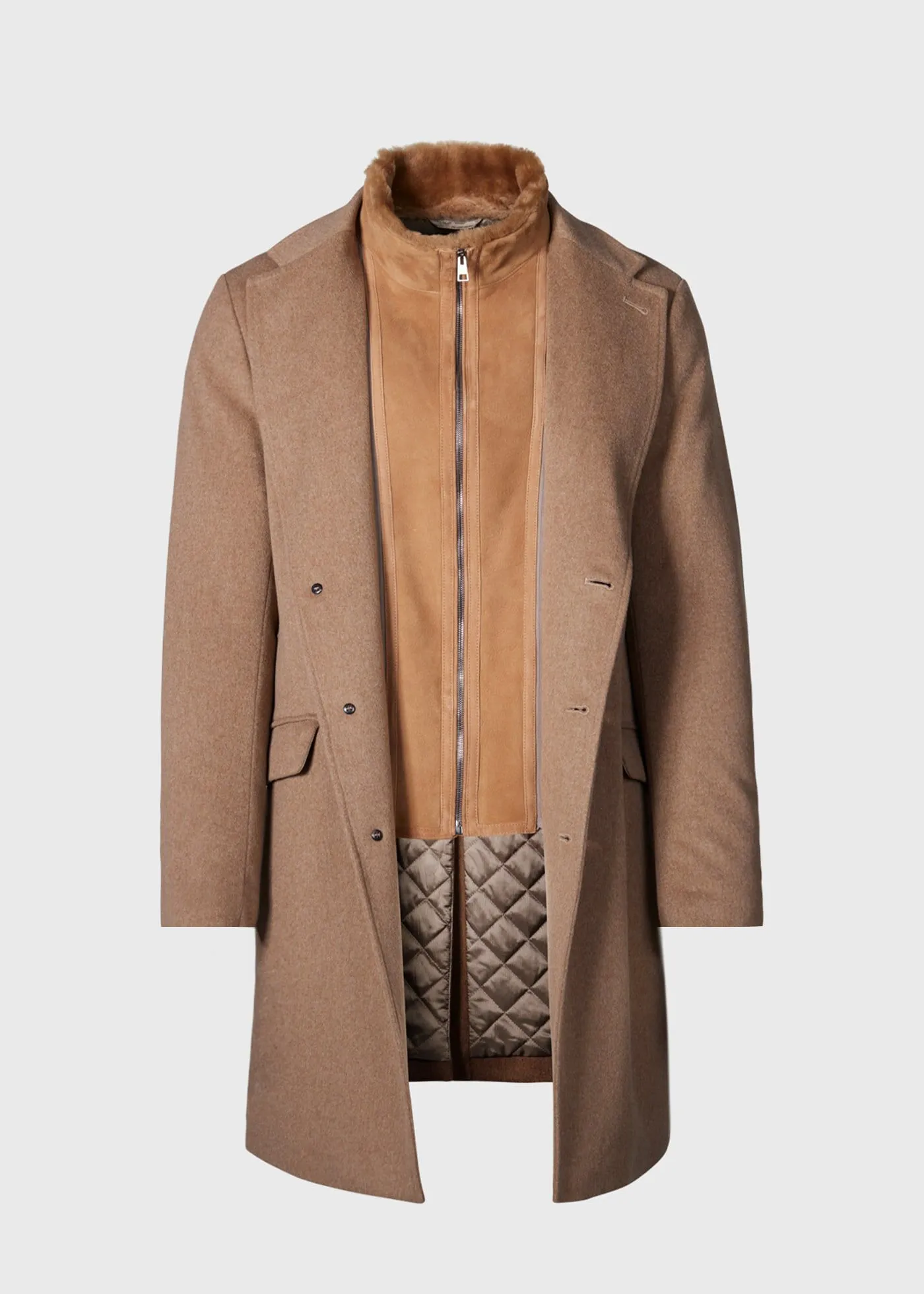 Wool Coat with Shearling Gilet