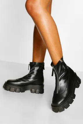 Zip Detail Chunky Platform Sock Boots